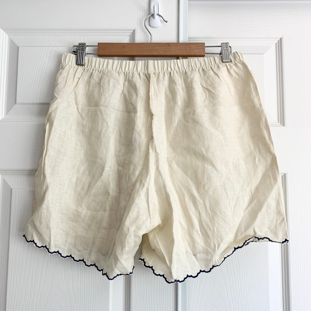 NWT Sonderhaus The West Embroidered 100% Linen Short Crema Medium - Picture 7 of 8